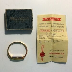 RARE Mid-Century Silvana Wind-Up Bracelet Cuff Wristwatch w/Hinged Cover